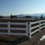 White vinyl 3 rail ranch rail gate in Park City, Utah